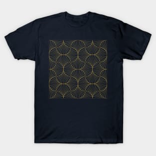 Art Deco luxury arches pattern in navy and gold T-Shirt